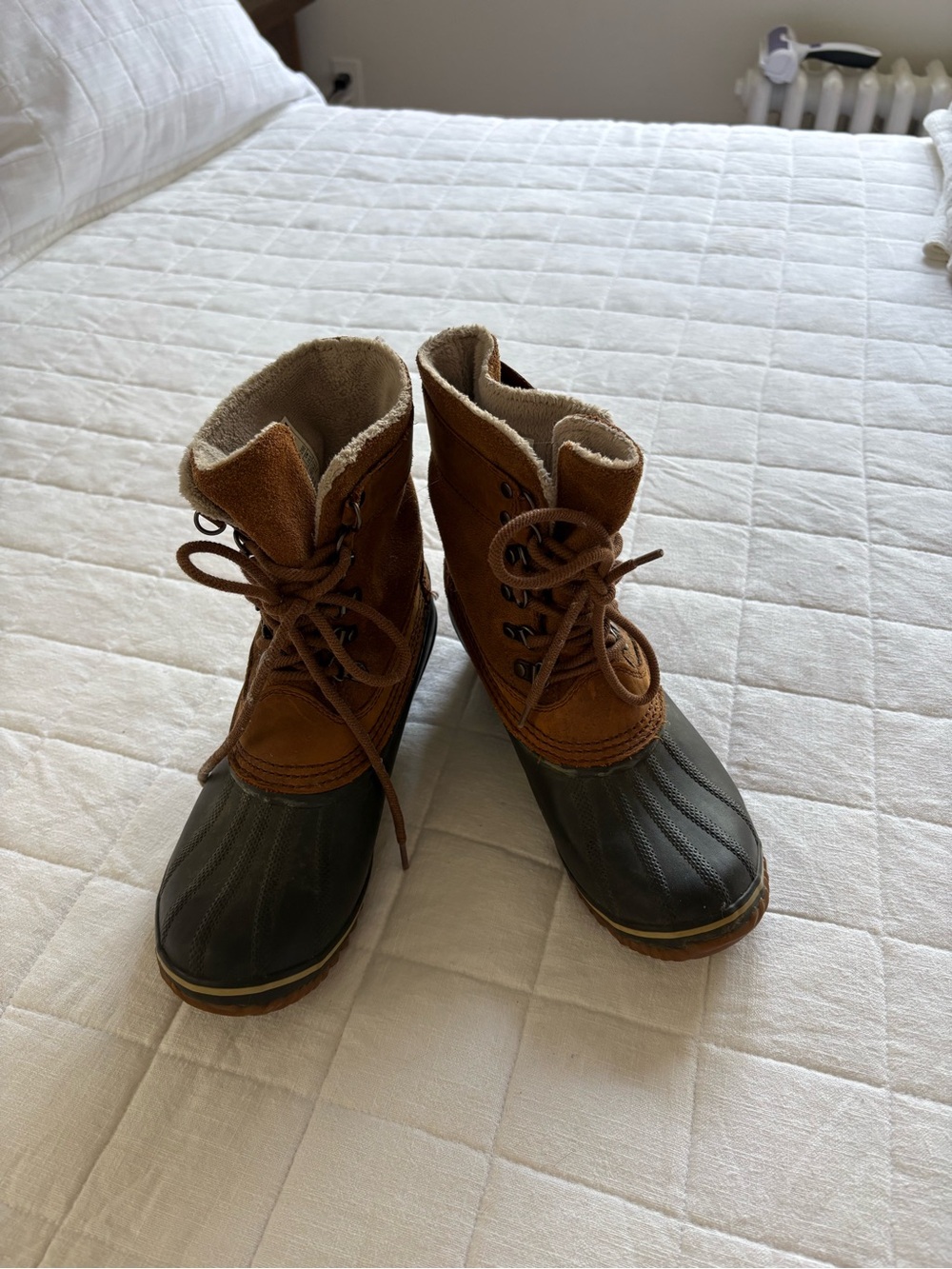 L.L. Bean Brown and Black Insulated Lace-Up Duck Boots